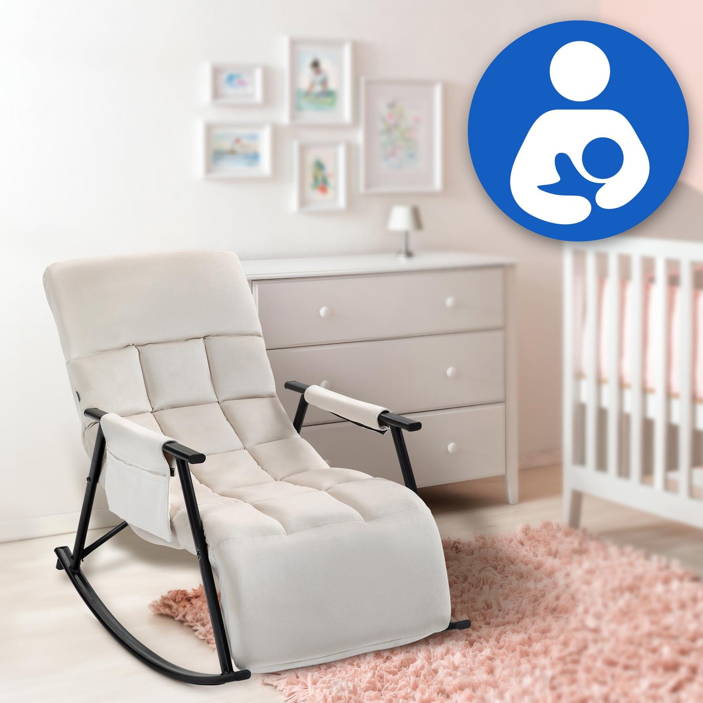 Schommelstoel met verstelbare rugleuning - meerdere kleuren