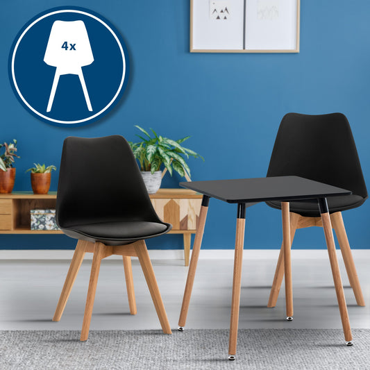 Meubelset eetkamer compleet 4 personen beukenhout - zwart en bruin