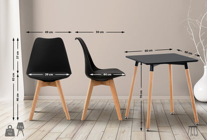 Meubel set eetkamer compleet 4 personen kuipstoelen en tafel beukenhout - zwart en bruin