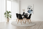 Meubel set eetkamer compleet 4 personen kuipstoelen en tafel beukenhout - zwart en bruin