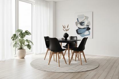 Meubel set eetkamer compleet 4 personen kuipstoelen en tafel beukenhout - zwart en bruin