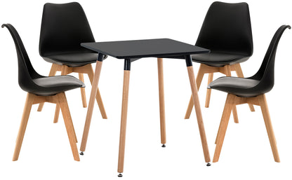 Meubel set eetkamer compleet 4 personen kuipstoelen en tafel beukenhout - zwart en bruin