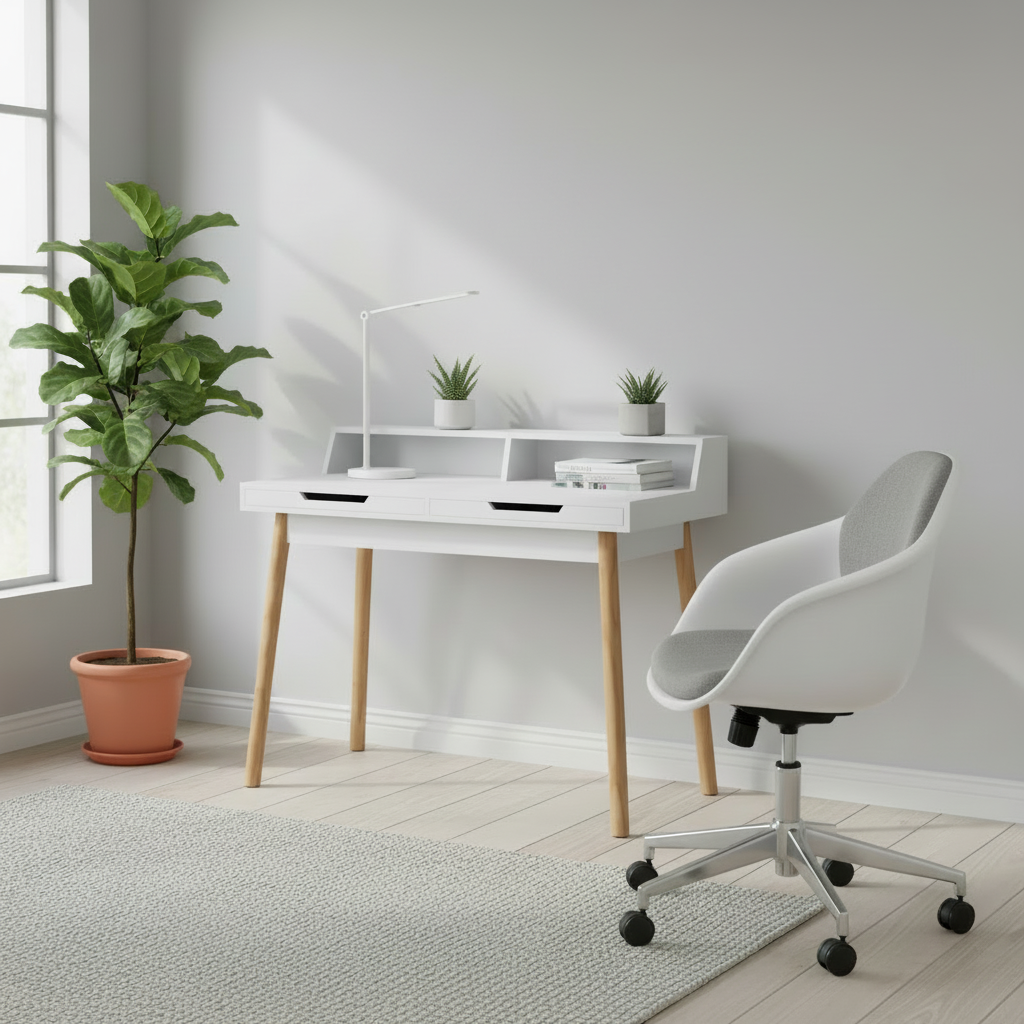 Modern bureau tafel van hout - wit en bruin