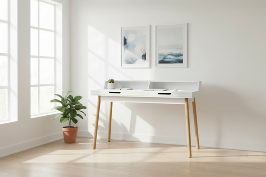 Modern bureau tafel van hout - wit en bruin