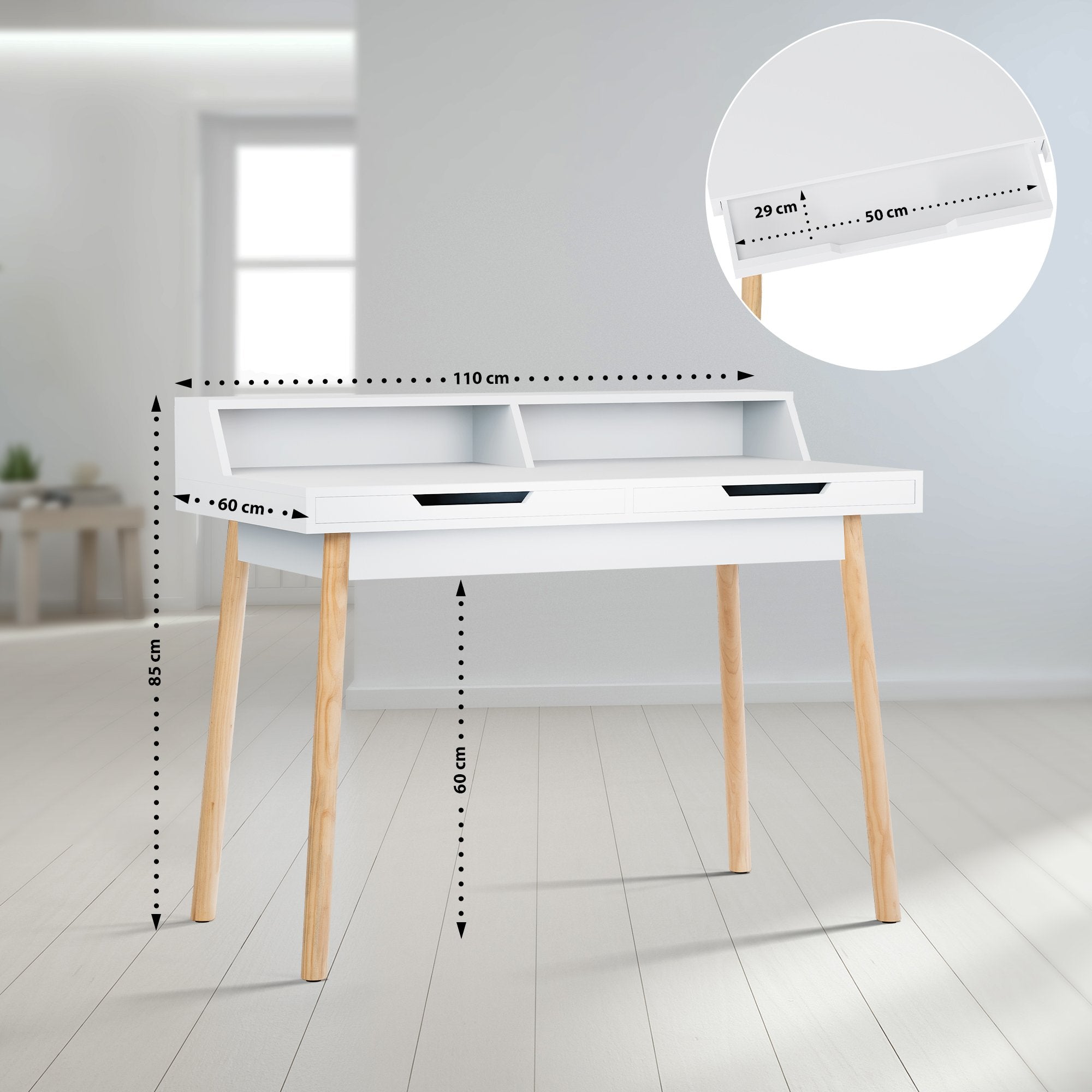 Modern bureau tafel van hout - wit en bruin