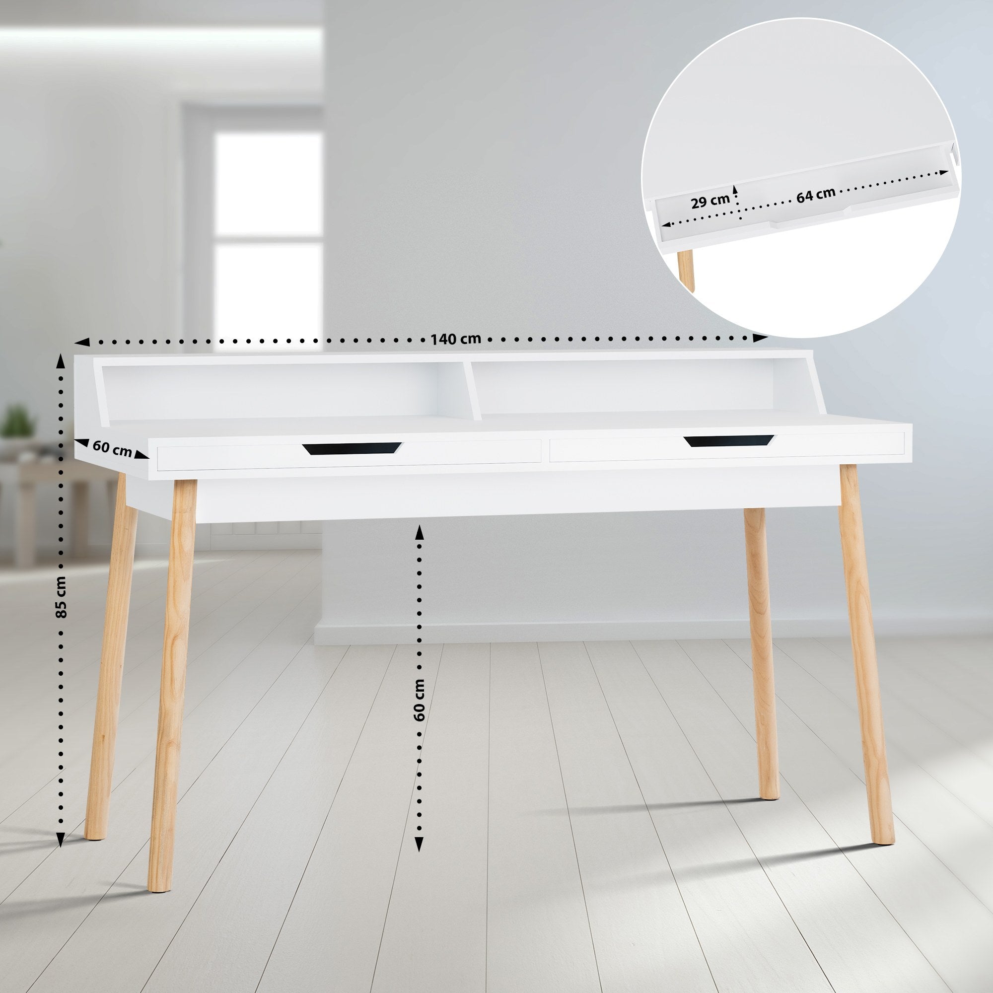 Modern bureau tafel van hout - wit en bruin