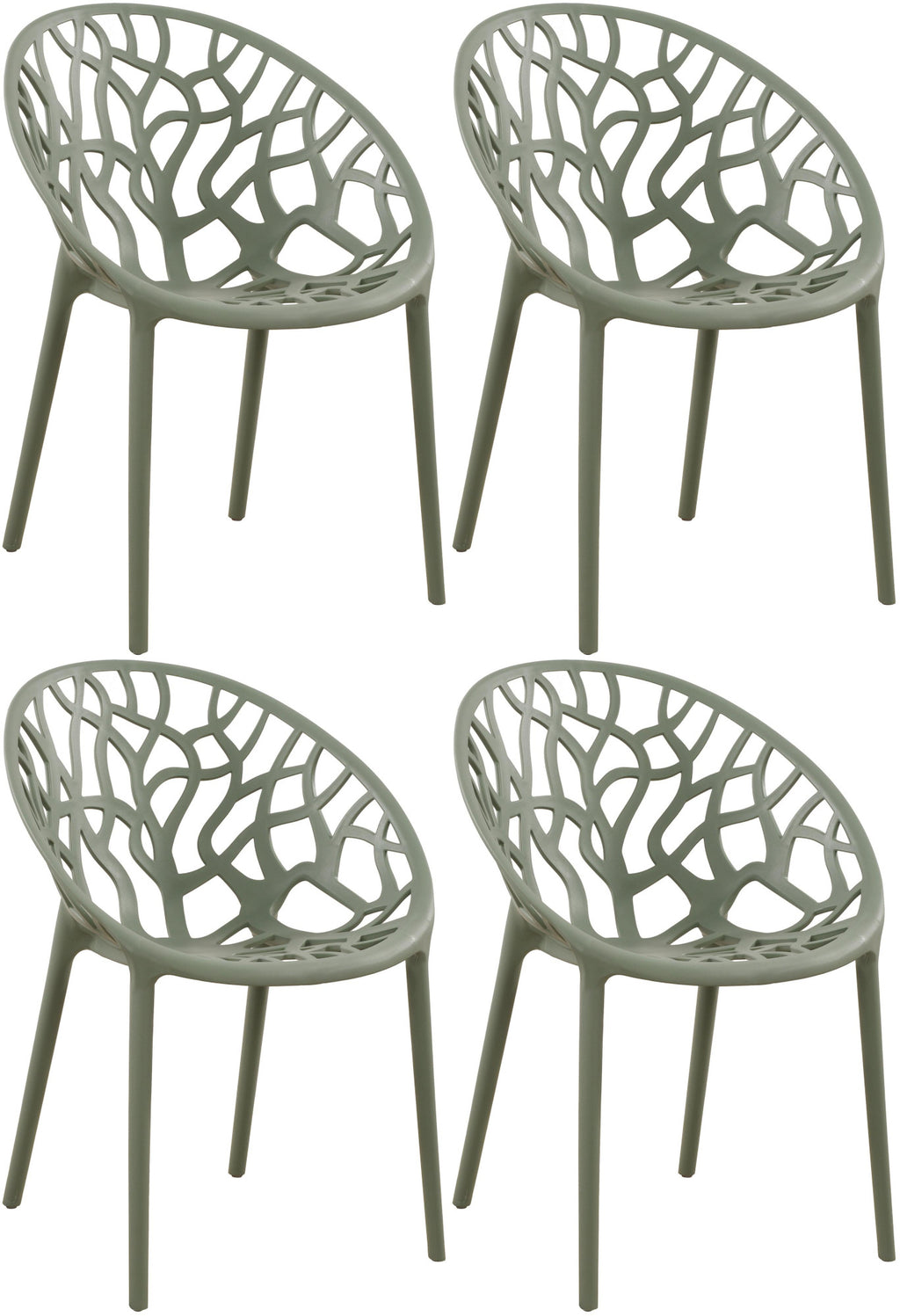 Set van 4 design tuinstoelen van gerecycled kunststof - meerdere kleuren