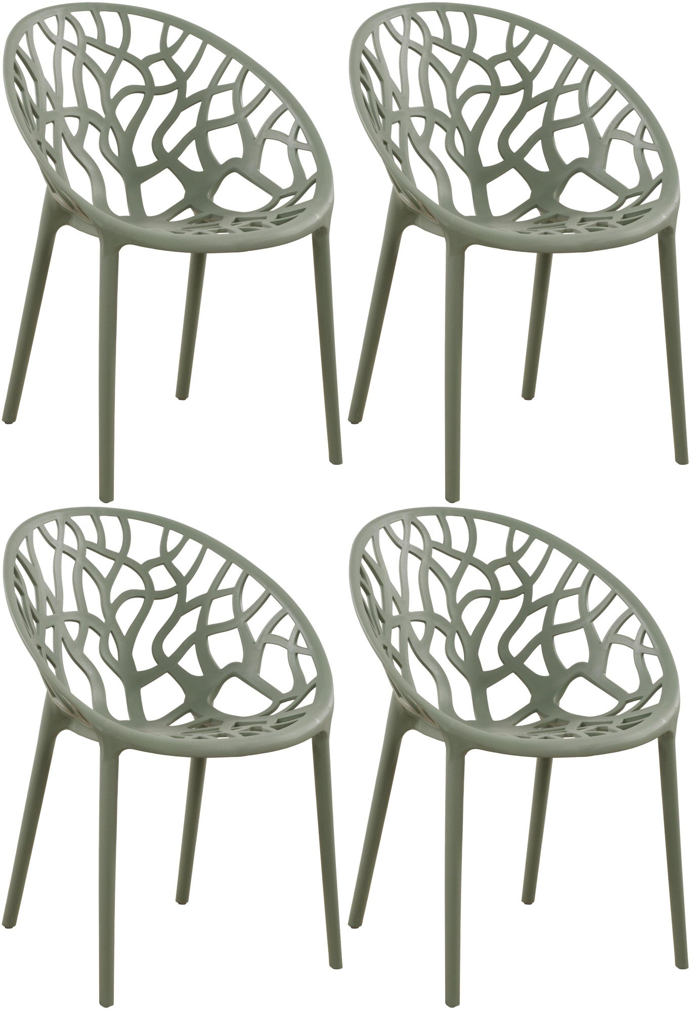 Set van 4 design tuinstoelen van gerecycled kunststof - meerdere kleuren