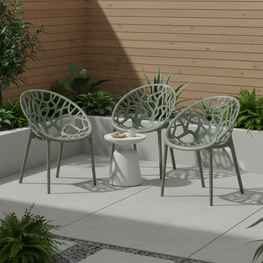 Set van 4 design tuinstoelen van gerecycled kunststof - meerdere kleuren
