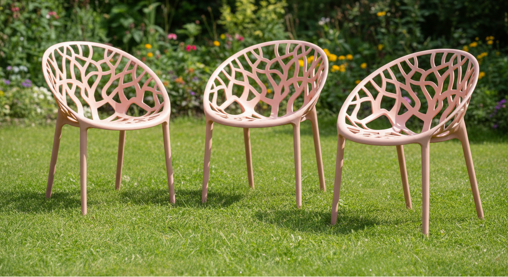 Set van 4 design tuinstoelen van gerecycled kunststof - meerdere kleuren