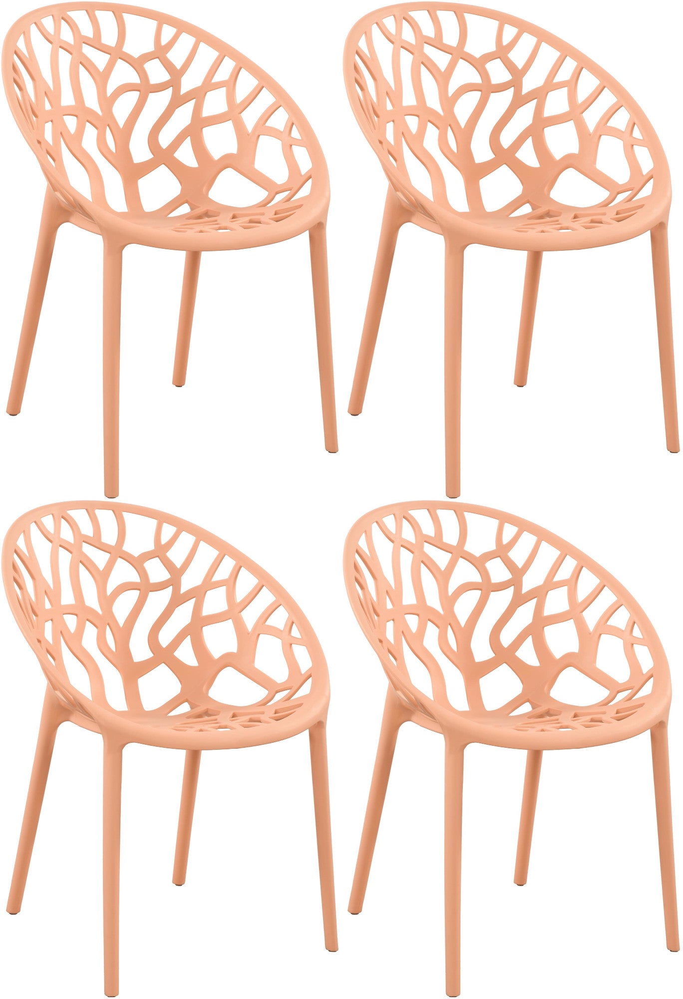 Set van 4 design tuinstoelen van gerecycled kunststof - meerdere kleuren