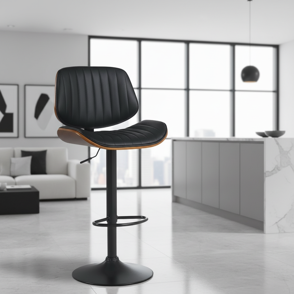 2 barkrukken set draaibaar en verstelbaar met rugleuning van kunstleer - meerdere kleuren