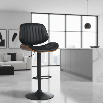 2 barkrukken set draaibaar en verstelbaar met rugleuning van kunstleer - meerdere kleuren