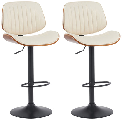 2 barkrukken set draaibaar en verstelbaar met rugleuning van kunstleer - meerdere kleuren