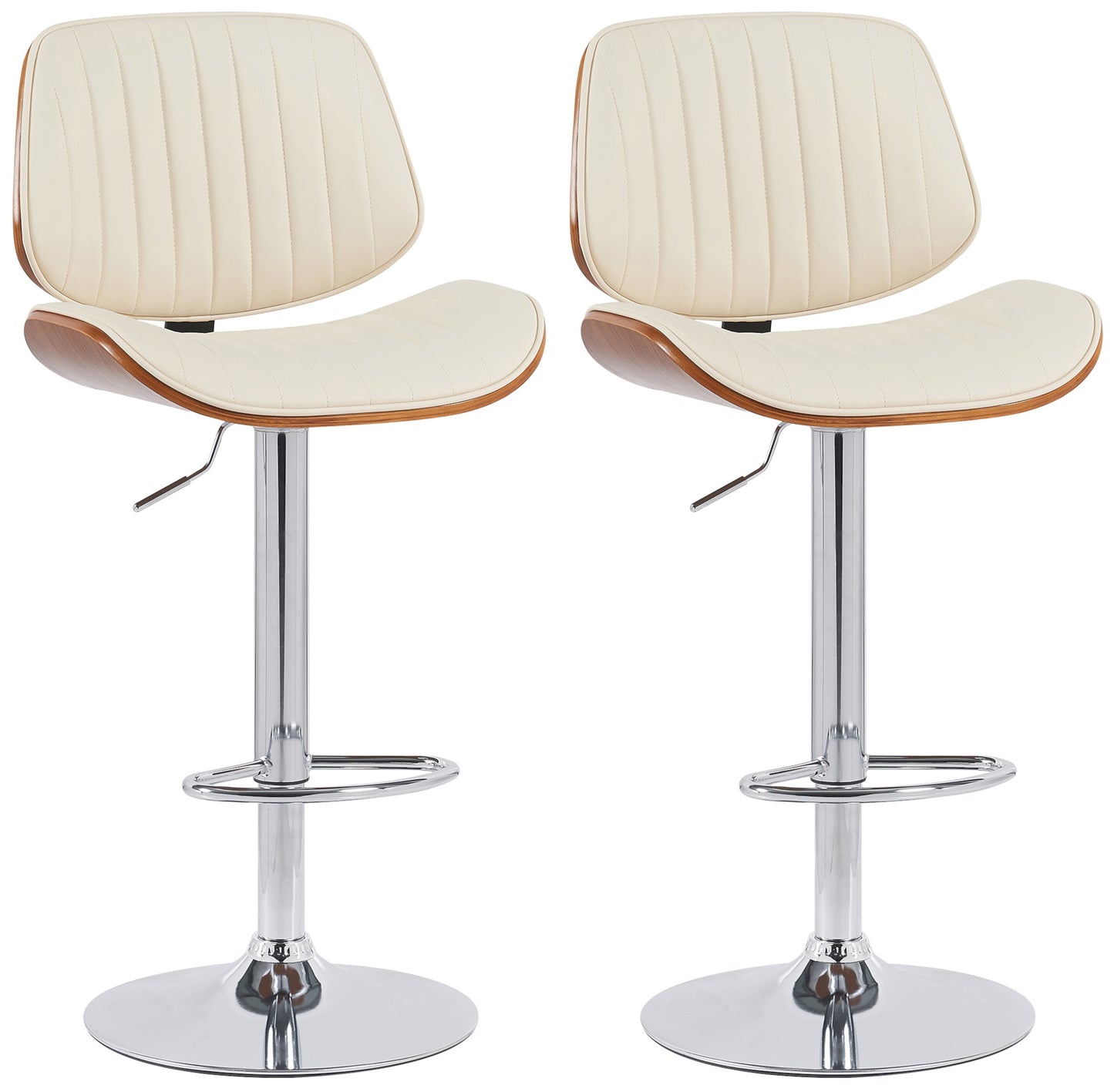 2 barkrukken set draaibaar en verstelbaar met rugleuning van kunstleer - meerdere kleuren