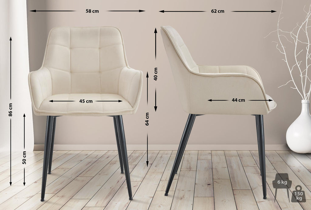 2 stoelen set woonkamer velvet met armleuning - meerdere kleuren