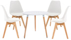 Eetkamer set compleet ronde tafel met 4 kuipstoelen - wit