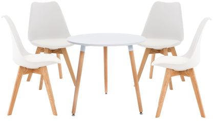 Eetkamer set compleet ronde tafel met 4 kuipstoelen - wit