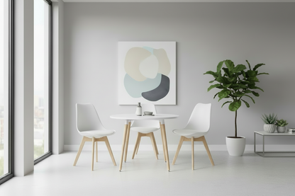 Eetkamer set compleet ronde tafel met 4 kuipstoelen - wit