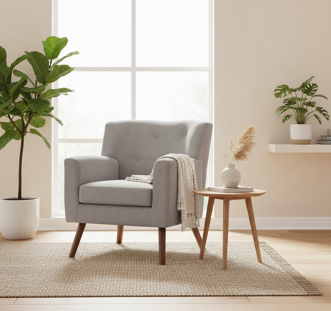 Design fauteuil lounge stoel van corduroy ribstof - meerdere kleuren