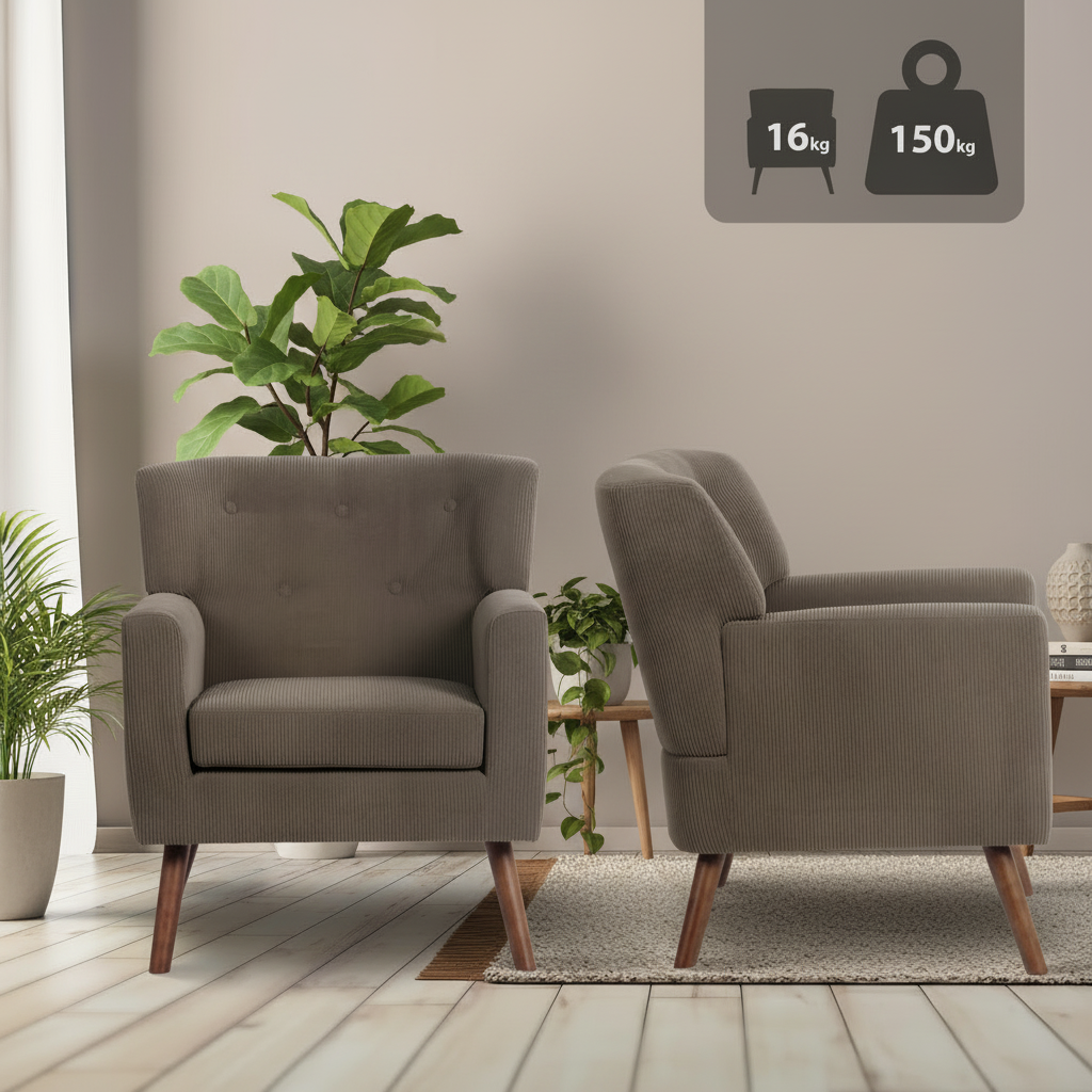 Design fauteuil lounge stoel van corduroy ribstof - meerdere kleuren