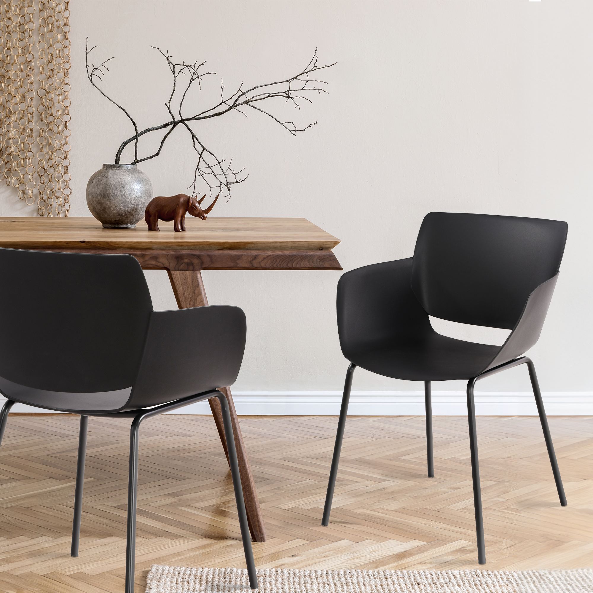 Set 2 stoelen minimalistisch met armleuning voor binnen en buiten - meerdere kleuren