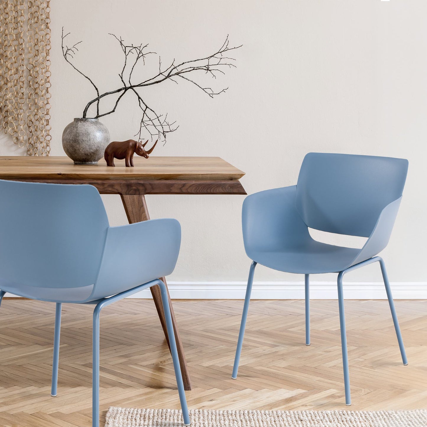 Set 2 stoelen minimalistisch met armleuning - meerdere kleuren