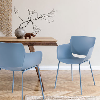 Set 2 stoelen minimalistisch met armleuning - meerdere kleuren