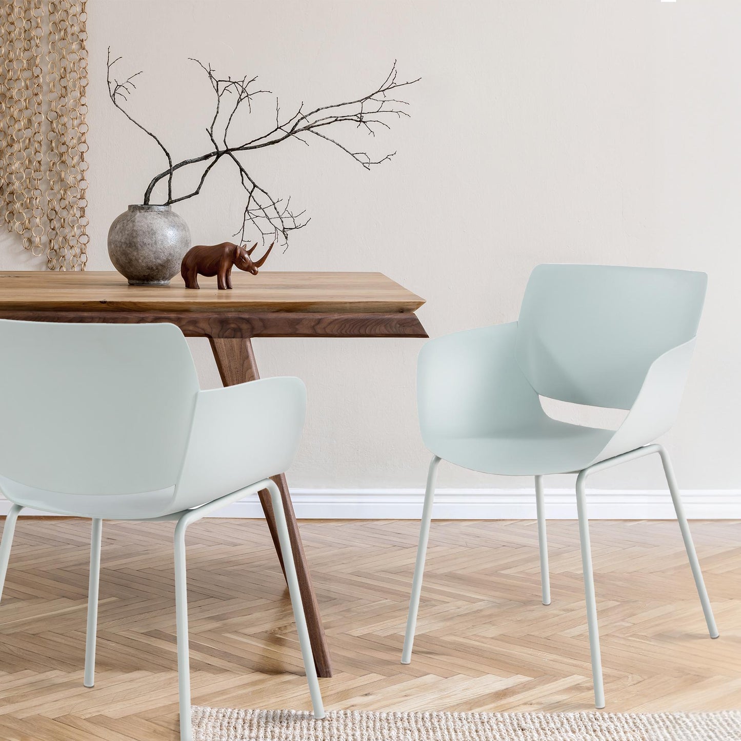 Set 2 stoelen minimalistisch met armleuning - meerdere kleuren