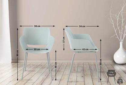 Set 2 stoelen minimalistisch met armleuning - meerdere kleuren