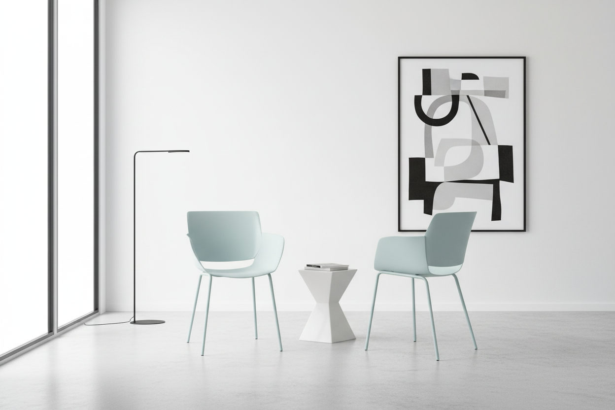 Set 2 stoelen minimalistisch met armleuning voor binnen en buiten - meerdere kleuren