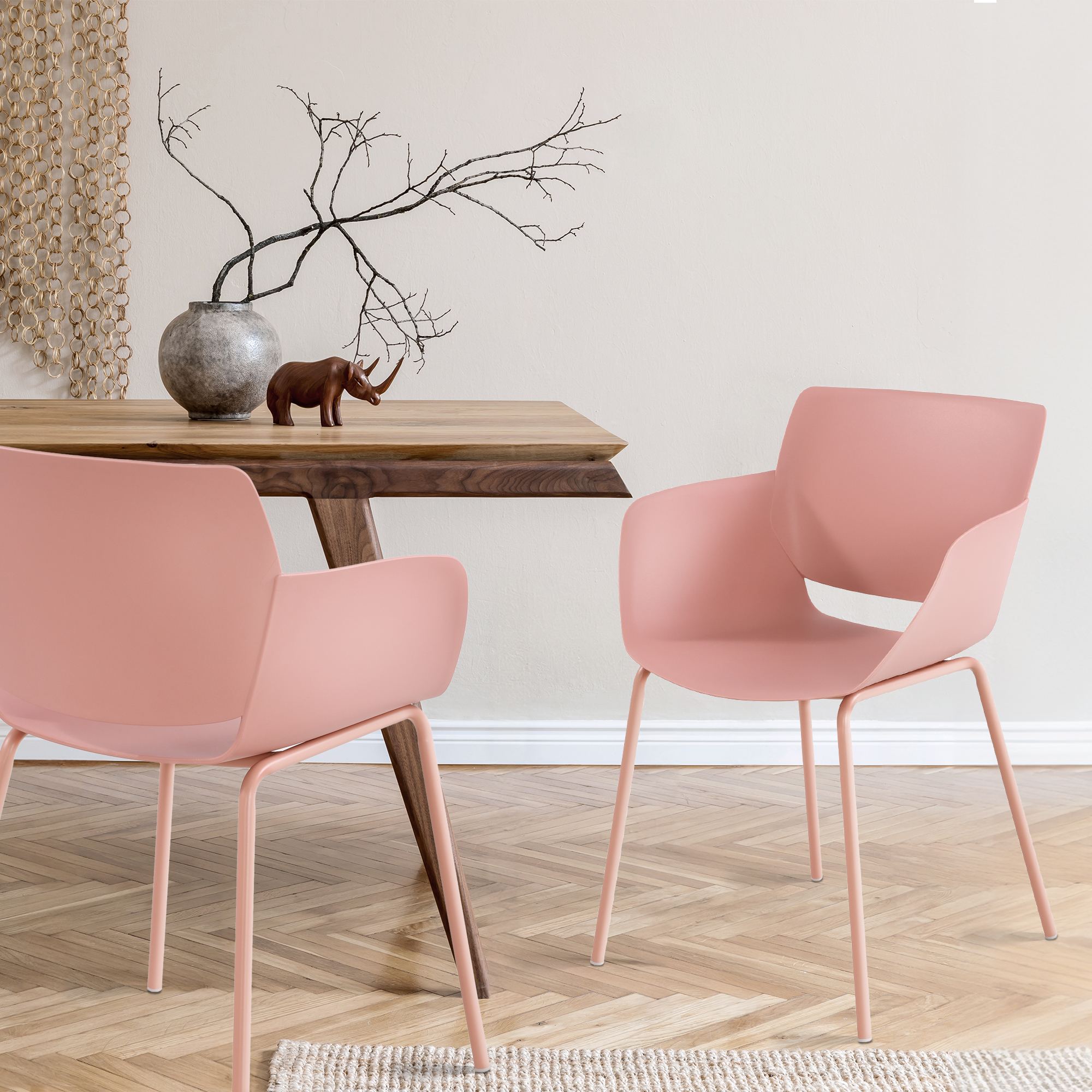 Set 2 stoelen minimalistisch met armleuning voor binnen en buiten - meerdere kleuren