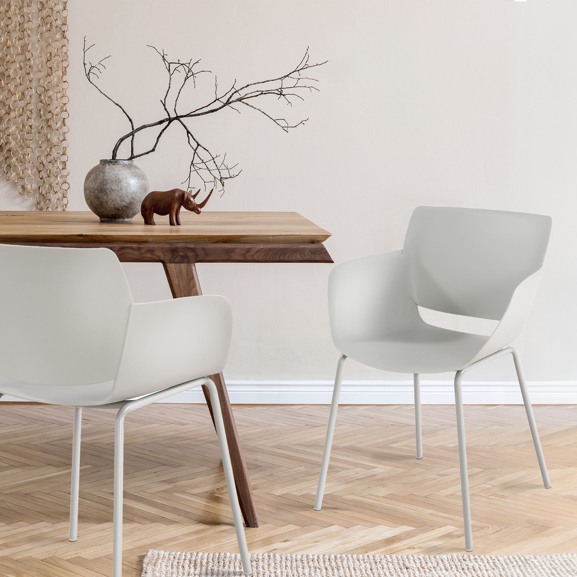 Set 2 stoelen minimalistisch met armleuning voor binnen en buiten - meerdere kleuren