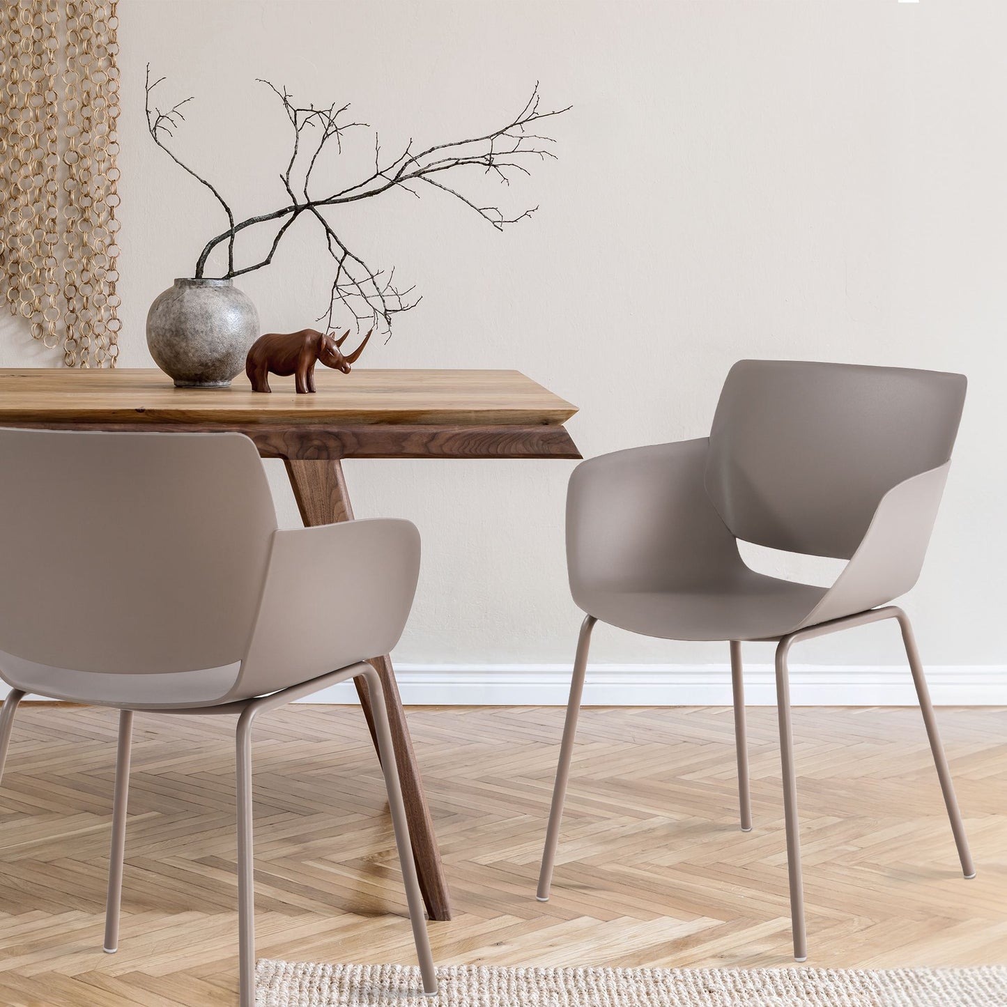 Set 2 stoelen minimalistisch met armleuning - meerdere kleuren