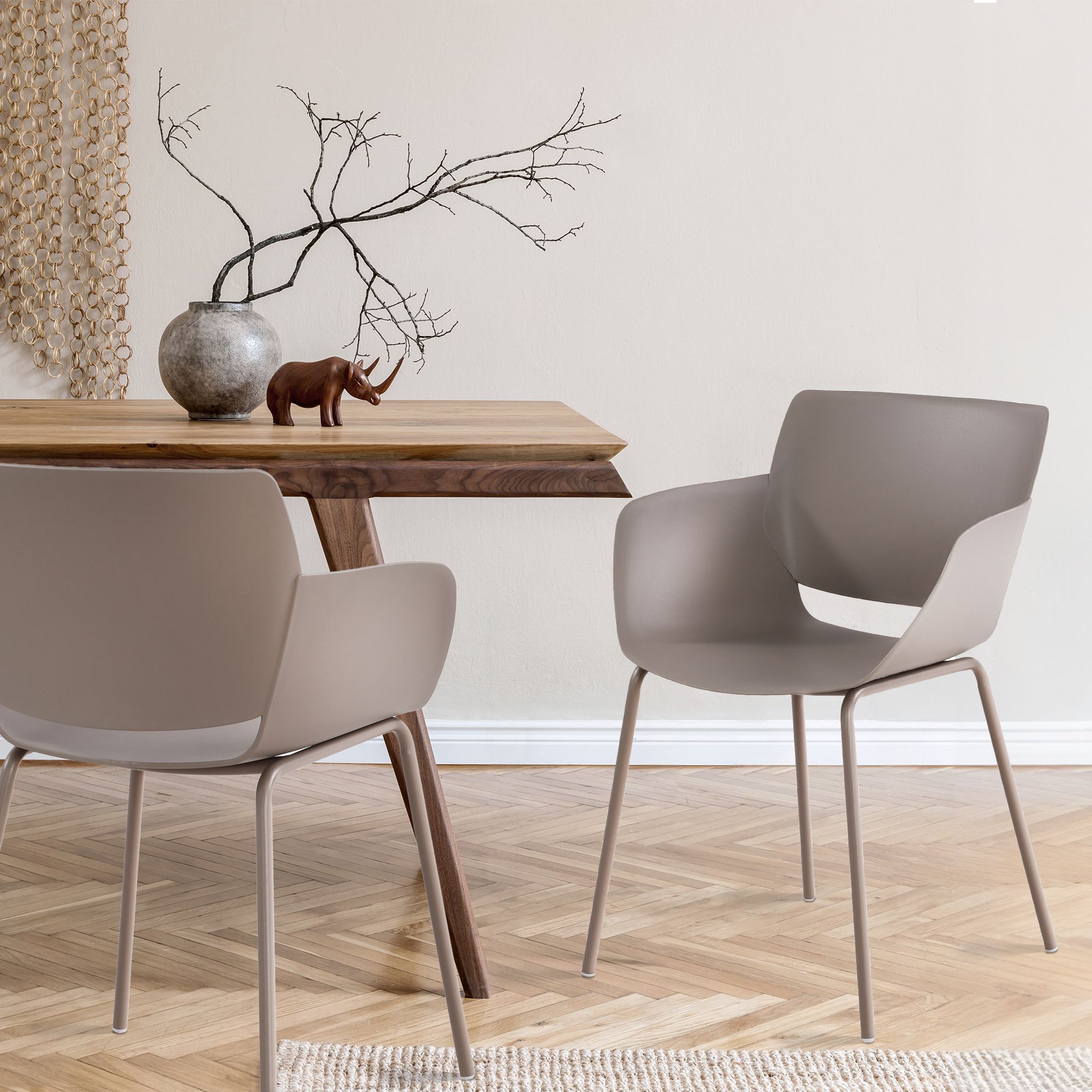 Set 2 stoelen minimalistisch met armleuning voor binnen en buiten - meerdere kleuren