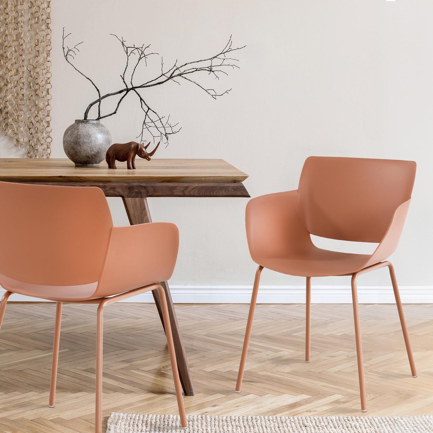 Set 2 stoelen minimalistisch met armleuning - meerdere kleuren