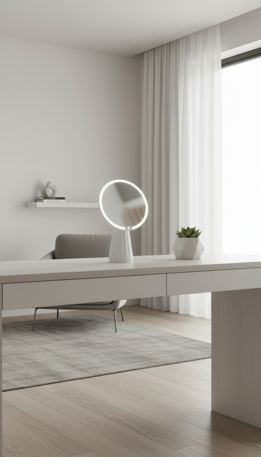 Make-up spiegel met led licht rond - wit