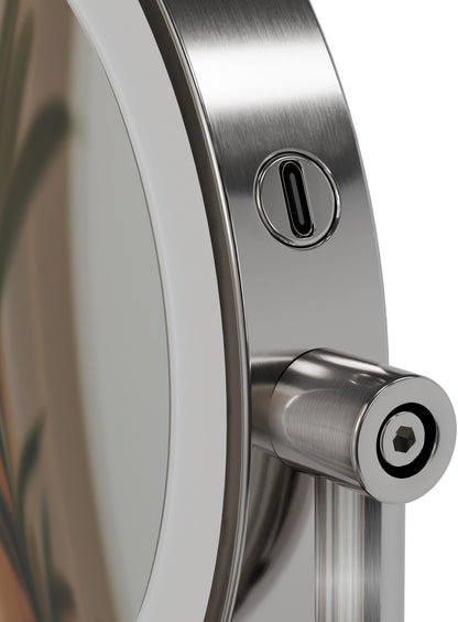 Make-up spiegel met led licht draaibaar rond - metaal zilver