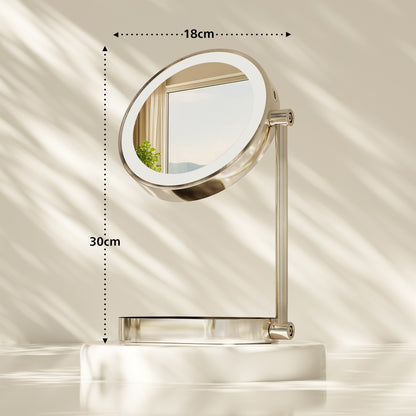 Make-up spiegel met led licht draaibaar rond - metaal zilver