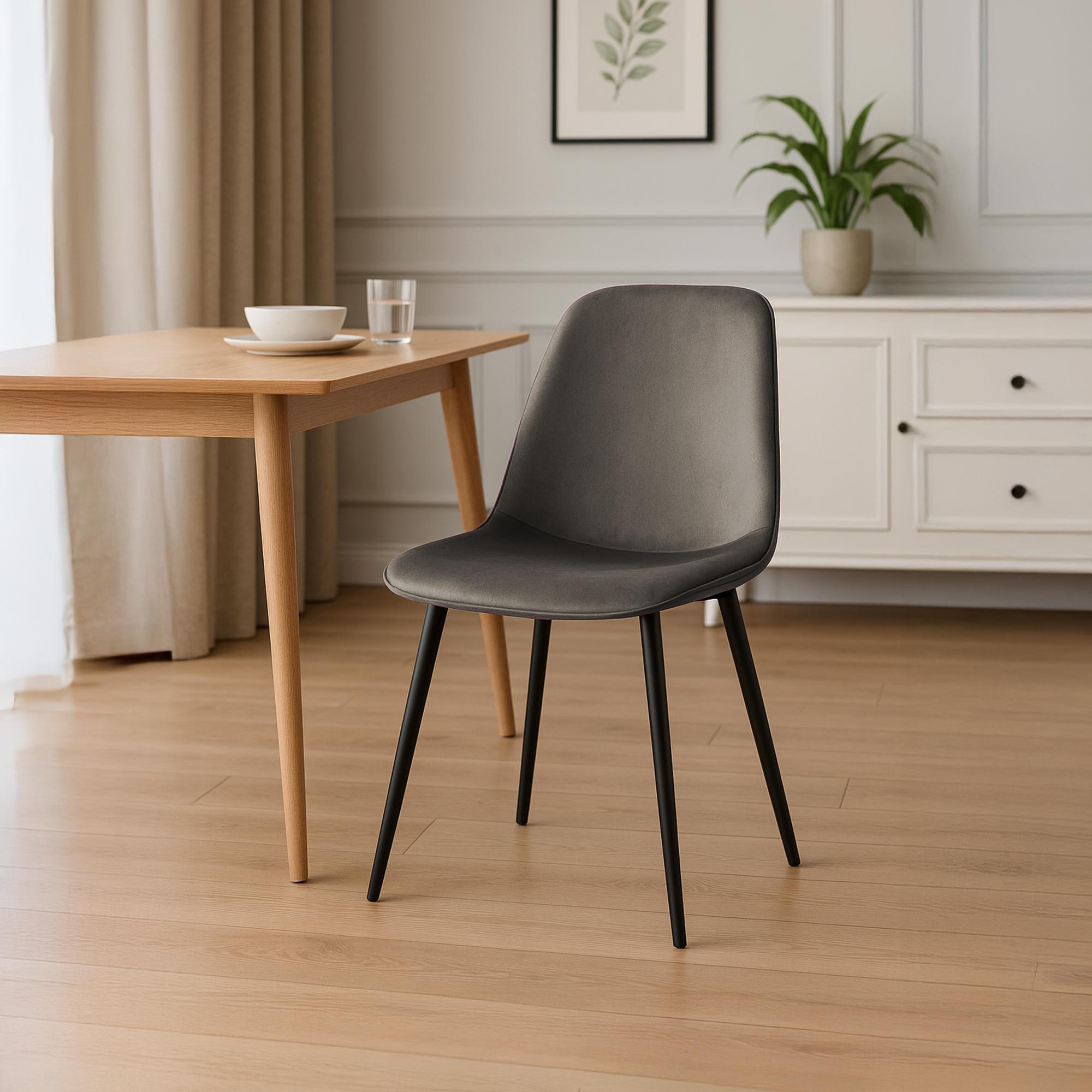 2 moderne stoelen set van velours met zwarte metalen poten - meerdere kleuren
