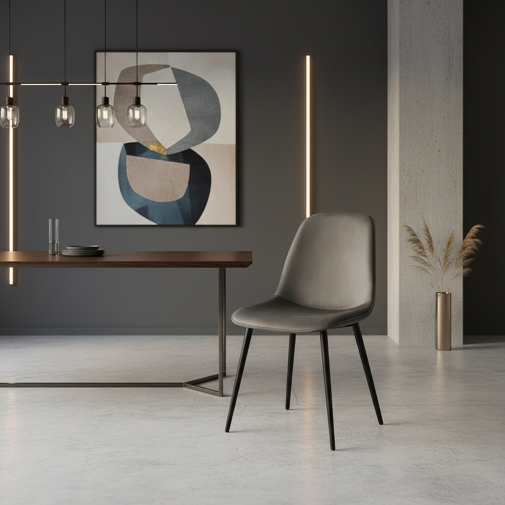 2 moderne stoelen set van velours met zwarte metalen poten - meerdere kleuren