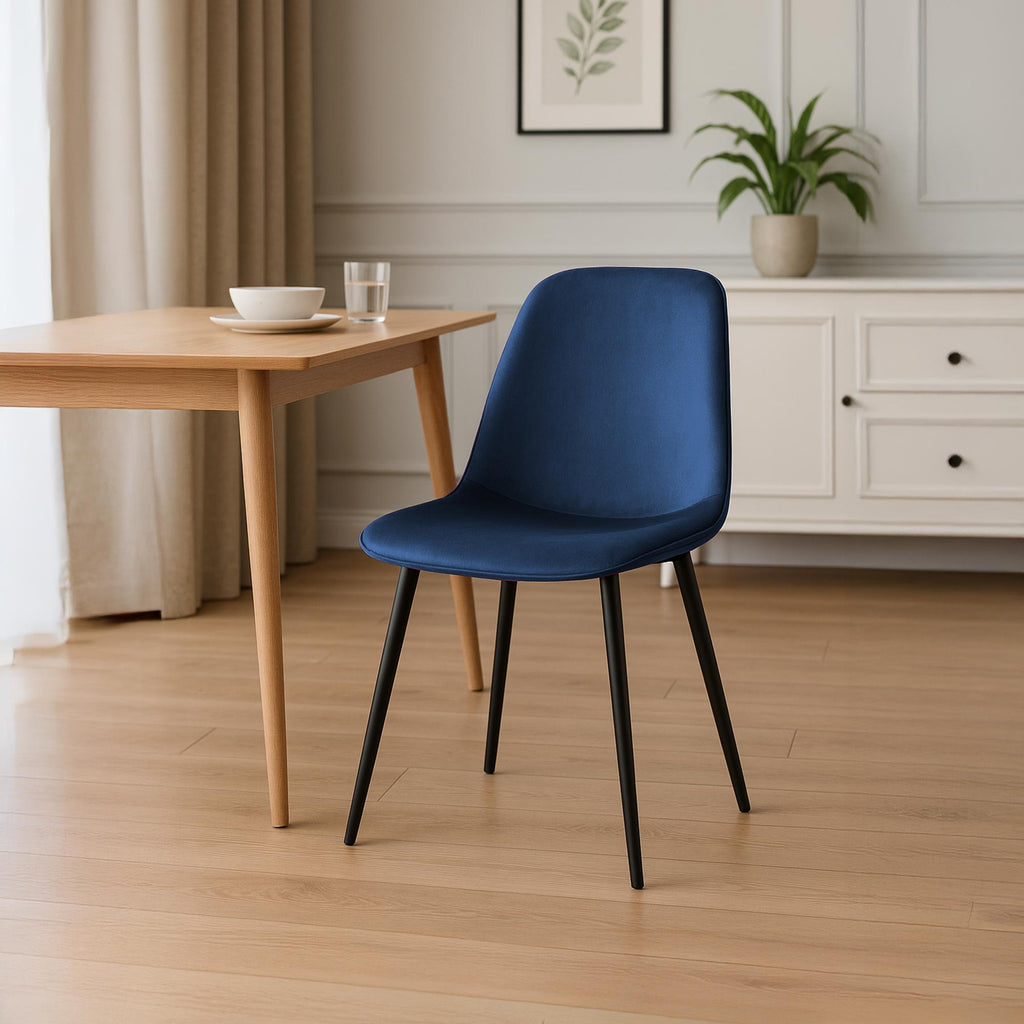 2 moderne stoelen set van velours met zwarte metalen poten - meerdere kleuren