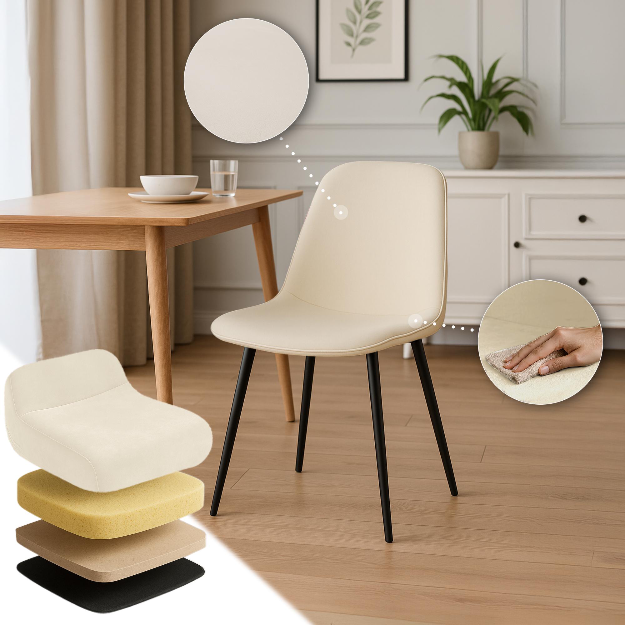 2 moderne stoelen set van velours met zwarte metalen poten - meerdere kleuren