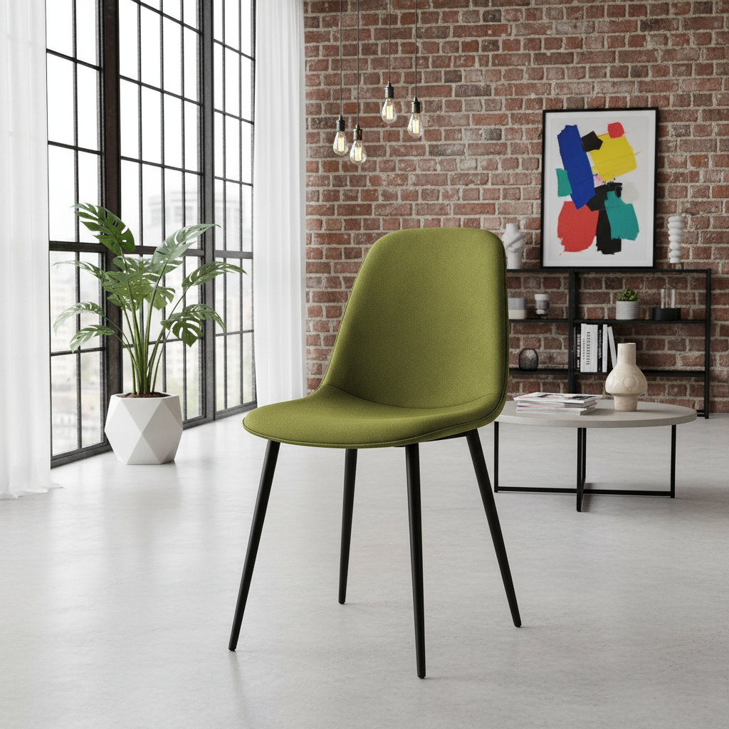 2 moderne stoelen set van stof met zwarte metalen poten - meerdere kleuren