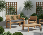 Park bank van massief teak hout met afneembare zitkussen - bruin