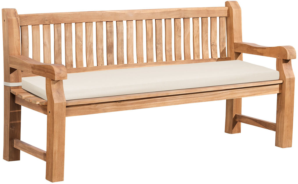 Park bank van massief teak hout met afneembare zitkussen - bruin