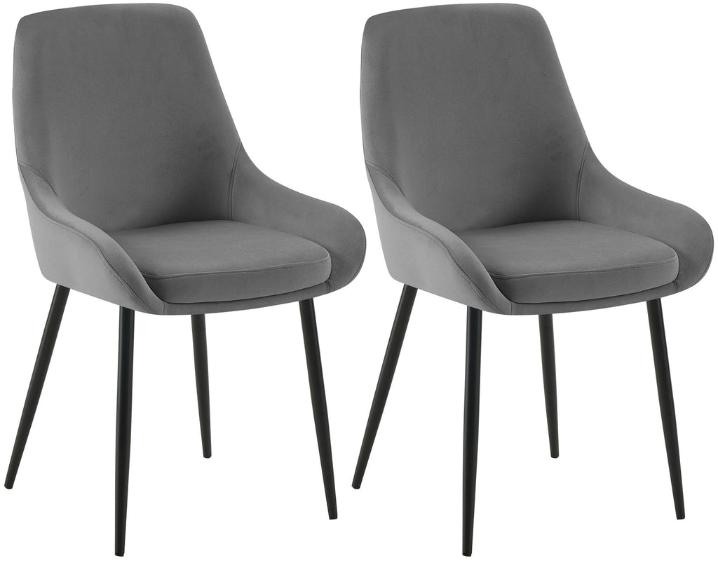 2 eetkamerstoelen set comfortabel velours met zwarte metalen poten - meerdere kleuren