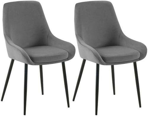 2 eetkamerstoelen set comfortabel velours met zwarte metalen poten - meerdere kleuren
