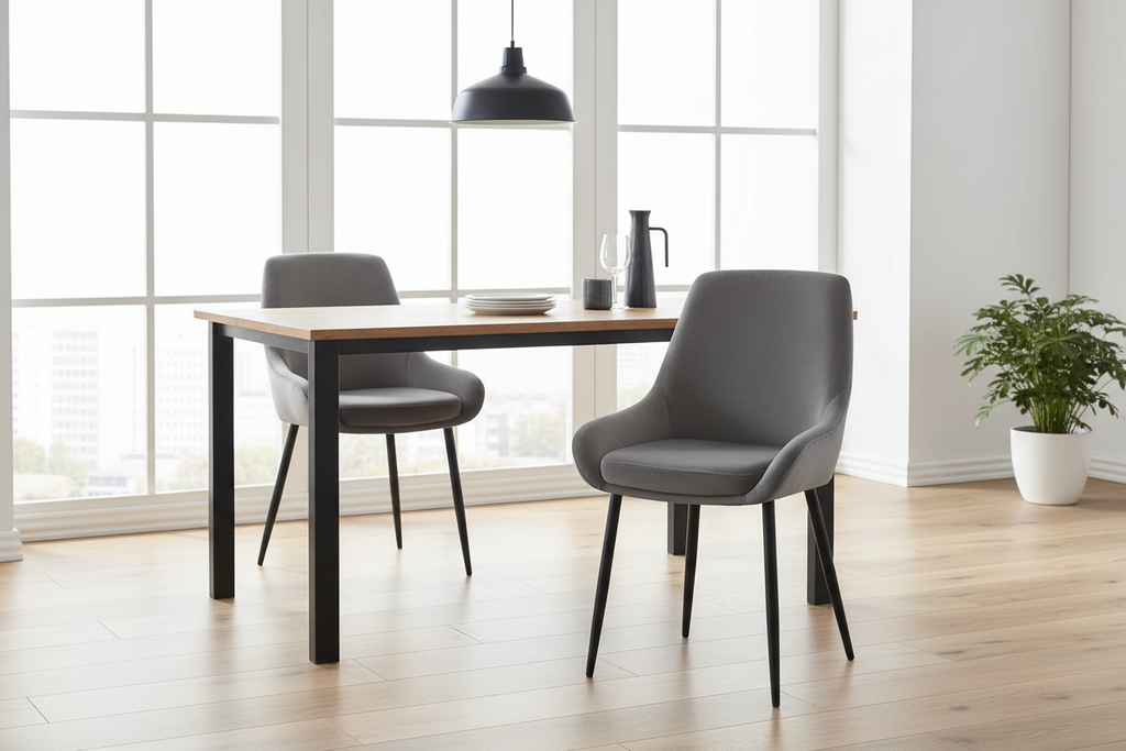 2 eetkamerstoelen set comfortabel velours met zwarte metalen poten - meerdere kleuren
