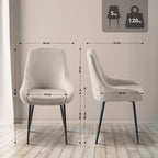 2 eetkamerstoelen set comfortabel velours met zwarte metalen poten - meerdere kleuren